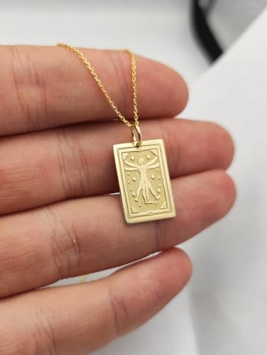 Collier carte tarot pendentif argent 925 breloque plaqué or 45cm - 3