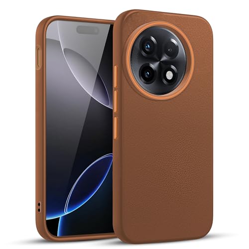 Image of V-TAN Leather Textured | TPUBack Cover Case Compatible with OnePlus 13R 5G (Brown)