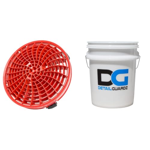 【セット買い】ディテール ガーズ(Detail Guardz) ダートロック バケツフィルター 洗車傷防止 洗車用品 自動車 グリットフィルター 砂と石の分離 レッド 特許取得済み DG-DL-RED + オリジナルバケツ2.0 大容量20L 水量が見える