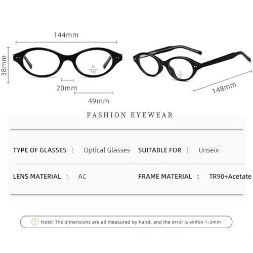 Image of Retro Oval Glasses Frame Men Tr90 Korean Style Women Small Glasses Anti Blue Light Acetate Temple
