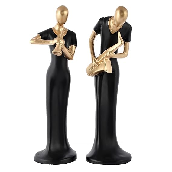 Golden-ebuyz Products Presents Elegant Lady Musician Playing Saxophone Clarinet - Decorative Showpiece for Living Room Home Decor Accent