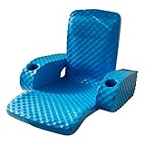 TRC Recreation Folding Baja Chair Floating Portable Swimming Pool Water Lounger Chair with 2 Armrest Cup Holders, Bahama Blue