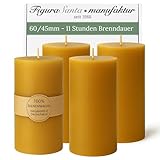 Figura Santa Bienenwachskerzen Adventskerzen 4er Set Kerzen Adventskranz Stumpenkerzen aus 100% Bienenwachs-Weihnachtskerzen | 60/45mm lange Brennndauer ca. 11 h