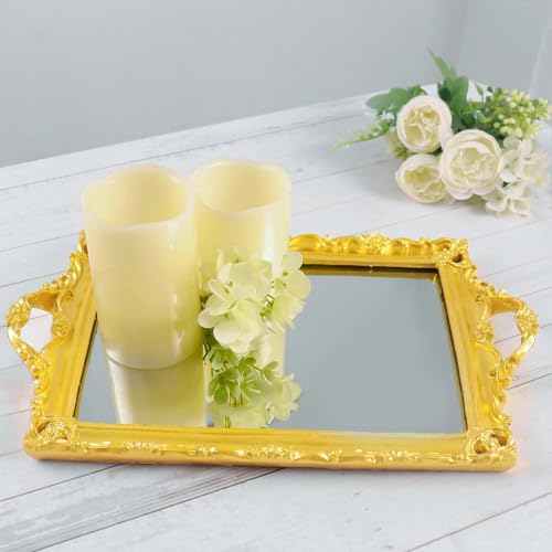 Efavormart Metallic Gold Resin Decorative Serving Tray - Rectangle Mirrored