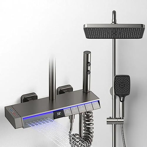 Robinet thermostatique de douche mural anti-brûlure avec jet de massage et pluie