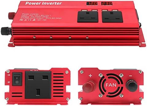 LVYUAN Power Inverter 2000W DC 12V to 230V AC Car Converter 12V with 4 USB 3 UK Sockets Car Adapter With LED Display