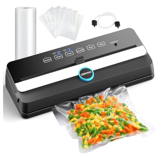 GERYON Vacuum Sealer, Automatic Food Sealer Machine for Food Savers w/Built-in Cutter|Starter Kit|Led Indicator Lights|Easy to Clean|Dry & Moist Food Modes| Compact Design (Black)