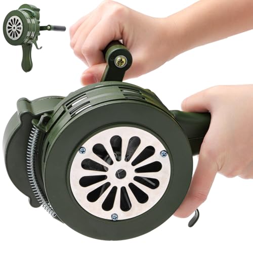 Acshio Hand Crank Siren Horn 110 DB Loud Emergency Safety Manual Siren Portable Metal Manual Handheld Air Raid Siren Fire Alarm for Self Protection Home Sport Event Green