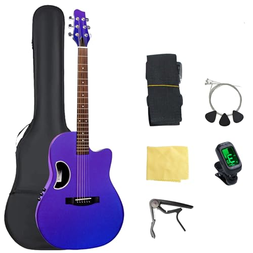 BREEZEE Guitarra ElectroAcústica Redonda de 41”, Incluye Accesorios, Diseñada sobre Fibra de Carbono...