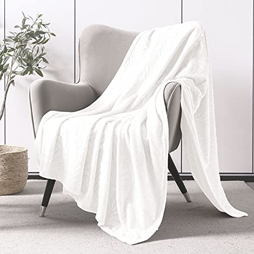 Whale Flotilla Flannel Fleece Throw Blanket for Couch, Soft Fluffy Velvet Sofa Blanket with Decorative Vintage Pattern for All Season, Warm and Lightweight, 50x60 Inch, White