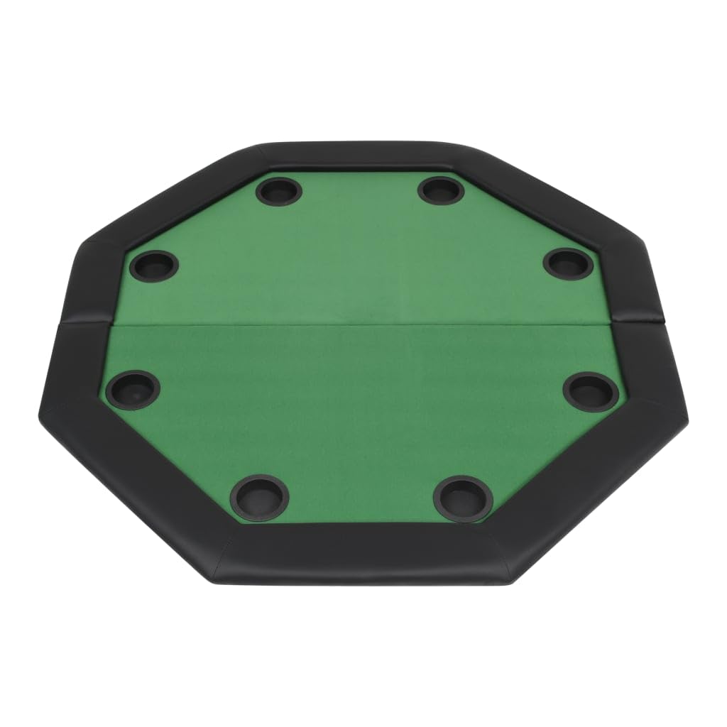 vidaXL Tablero de Póker Plegable 8 Jugadores Octagonal Verde Mesilla Auxiliar