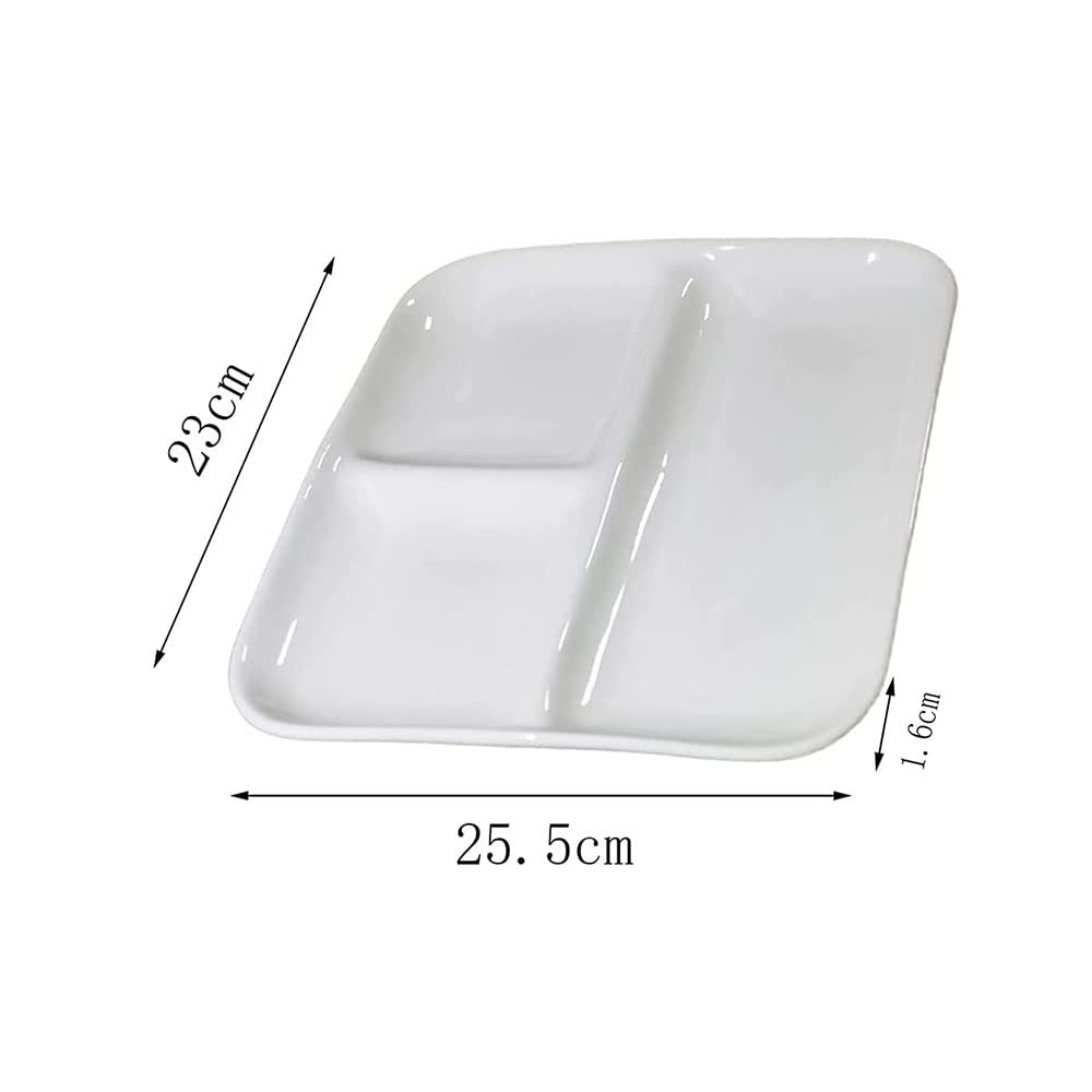 BAtlam Paleta, Paleta de Arte de cerámica, Placa de Pintura China súper Grande fácil de Limpiar, Caja de Paleta Blanca de Acuarela Rectangular de Tres Rejillas