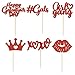 Gyufise 24 Pack Galentine's Day Cake Decorations Red Glitter Happy Galentines Day Cupcake Toppers for Galentine's Day Decoration Friends Galentines Party Decor Valentines Day Party Decorations