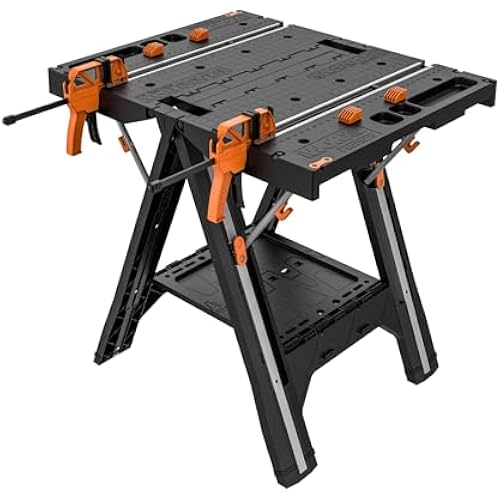 WORX Portable Folding Workbench, 2-in-1 Pegasus Table & Sawhorse, WX051
