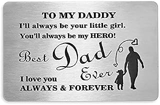 Engraved Metal Wallet Inserts Birthday Cards Dad Gifts from Daughter Fathers Presents Ill Always Be Your Little Girl Youll Always Be My Hero Daddy Present Fathers Gift