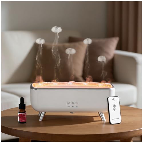 Jellyfish Diffuser Humidifier Essential Aromatherapy 300ML Ultrasonic Diffuser with Essential Oils. 7 Colors Light Waterless Auto Off with Remote Control for Large Room Office Bedroom