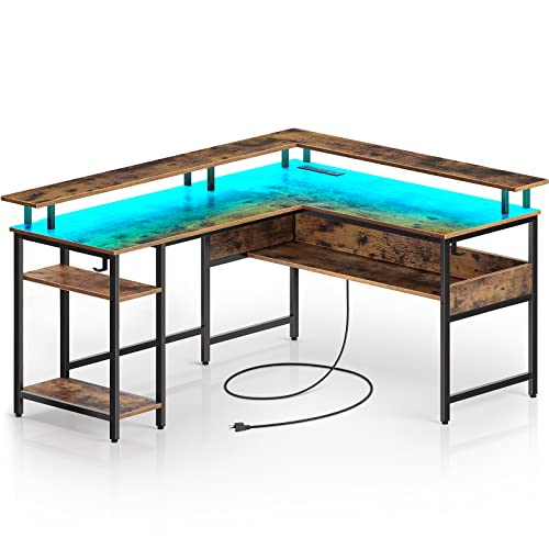 Rolanstar L-Shaped 59'' Desk with Integrated Lights