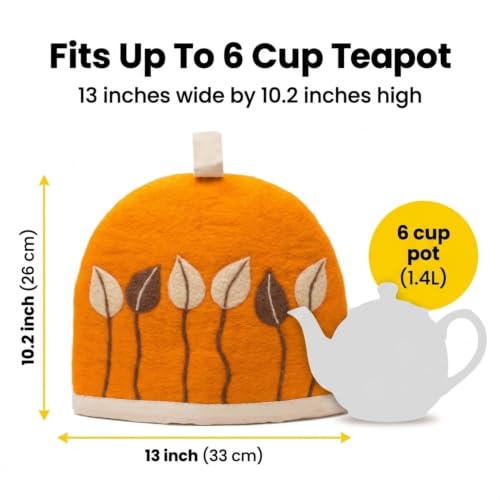 Image of Glaciart One Wool Teapot Cozy Kettle Cover | Dome Shaped Large Tea Cosy, Kettle or French Press | Handmade & Needle Felted from Natural Wool | Warms Up to 2 Hours | Great as Gift