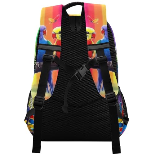 Rainbow Parakeets Backpack for Boys Girls Kids Elementary Bookbag School Bag Students Daypack Travel Rucksack2