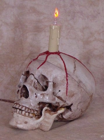 Skull Display Blood Skull with candle