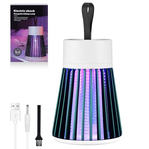 URAQT Lampara Antimosquitos Exterior, USB Recargable Lámpara Eléctrica para Moscas, Portátil Repelente de Mosquitos para Interiores para Dormitorio Cocina Patio Oficina (Modelo de Carga Verde)