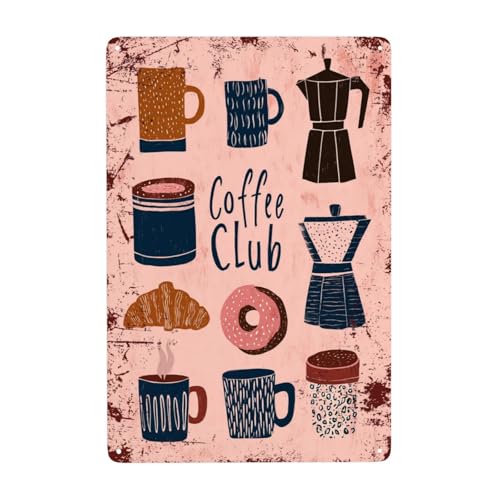 Vextrovia Vintage Coffee & Treats Tin Sign Metal Wall Art Poster For Home Bar, Station. Ideal For Hot Drink Lovers & Casual Entertainers, Boosts Warm Ambiance In Dining Nooks 8x12inch