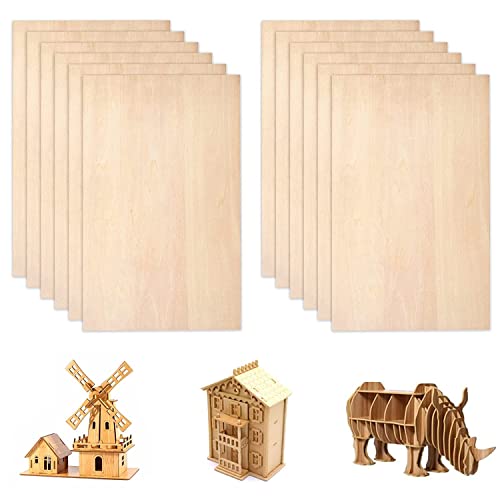 Punvot 12 Plaque de Balsa, 300x200x1,5 mm Planche de Balsa, Contreplaqué Plaque Bois de Balsa, Plaque bois brut contreplaqué, Feuilles de Bois Balsa Feuilles de Bois pour Noël l'artisanat de Bricolage Cover