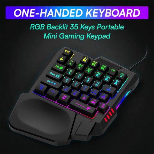 Image of Mobile Game Mini Gaming Keyboard | One Handed Portable Mini Gamer Keypad for Game Controller for Gamer (Gaming Keyboard)