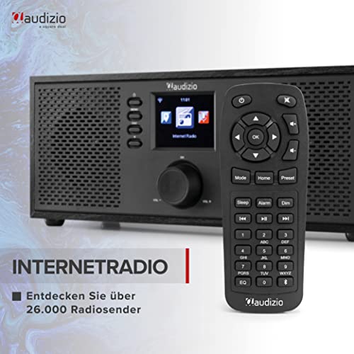Audizio Rimini Internet Radio WLAN, Bluetooth Radio mit Fernbedienung, Spotify Connect, Sleeptimer, Alarmfunktion, modernes Küchenradio mit Display - Schwarz – Bild 6
