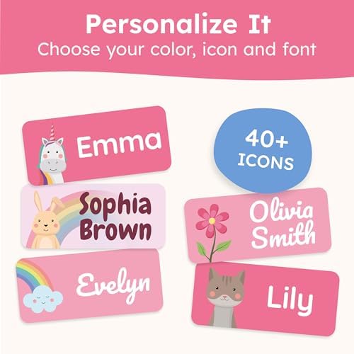 60 Stick on Name Labels for Clothes Kids - Personalised Name Tags for Clothes, School and Nursery - Waterproof and No-Iron Name Stickers for Kids - View 7