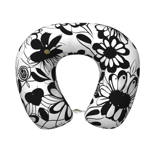 Almohada de poliéster cervical negro ajustable viaje miniatura 1