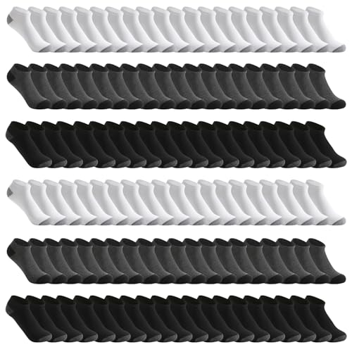 240 Pairs Mens Ankle Socks Cushioned Low Cut Breathable Casual Socks Bulk Pack with Colormatching for Homeless Men Women