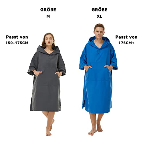 Surf poncho voor dames en heren, badponcho omtrekhulp voor volwassenen, microvezel, strandponcho met capuchon, sneldrogende badjas, douche-poncho voor surfen, zwemmen, kamperen, sport en zwemmen - Image 7