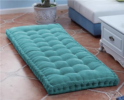 Cojín de terciopelo grueso de 8 cm para sofá de 2/3 plazas y jardín, cojín de asiento de algodón esponjoso largo 100 x 40 cm, almohada verde para columpio de patio y decoración del hogar