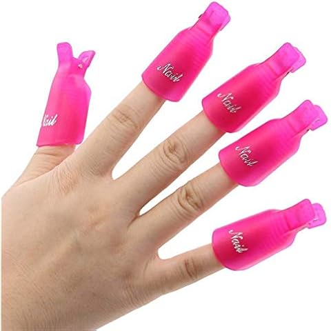 IME Nail Polish Remover Clips Set, Nails Art Gel Cap Soak Off Clip UV Manicure Acrylic Nails Wrap Tool Rose Red 10 pcs Cover