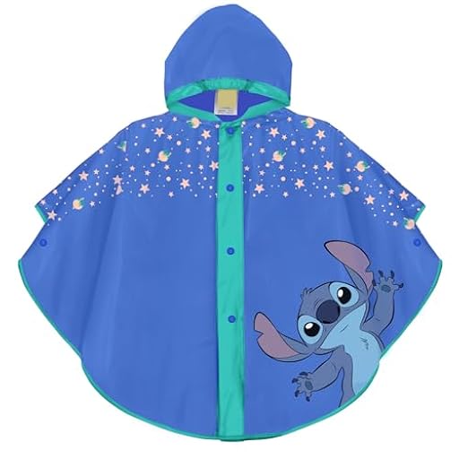 PERLETTI Poncho Impermeable Niño Niña Stitch - Chubasquero para Niños 3 4 5 6 Años con Capucha y Botones - Capa de Lluvia Antiviento con Disney Talla Única Azul | Ya disponible en tu tienda friki favorita! En mundofriki.es!