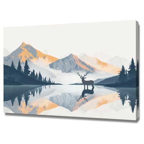 Decoración de pintura de arte de paisaje enmarcado contra paredes vacías