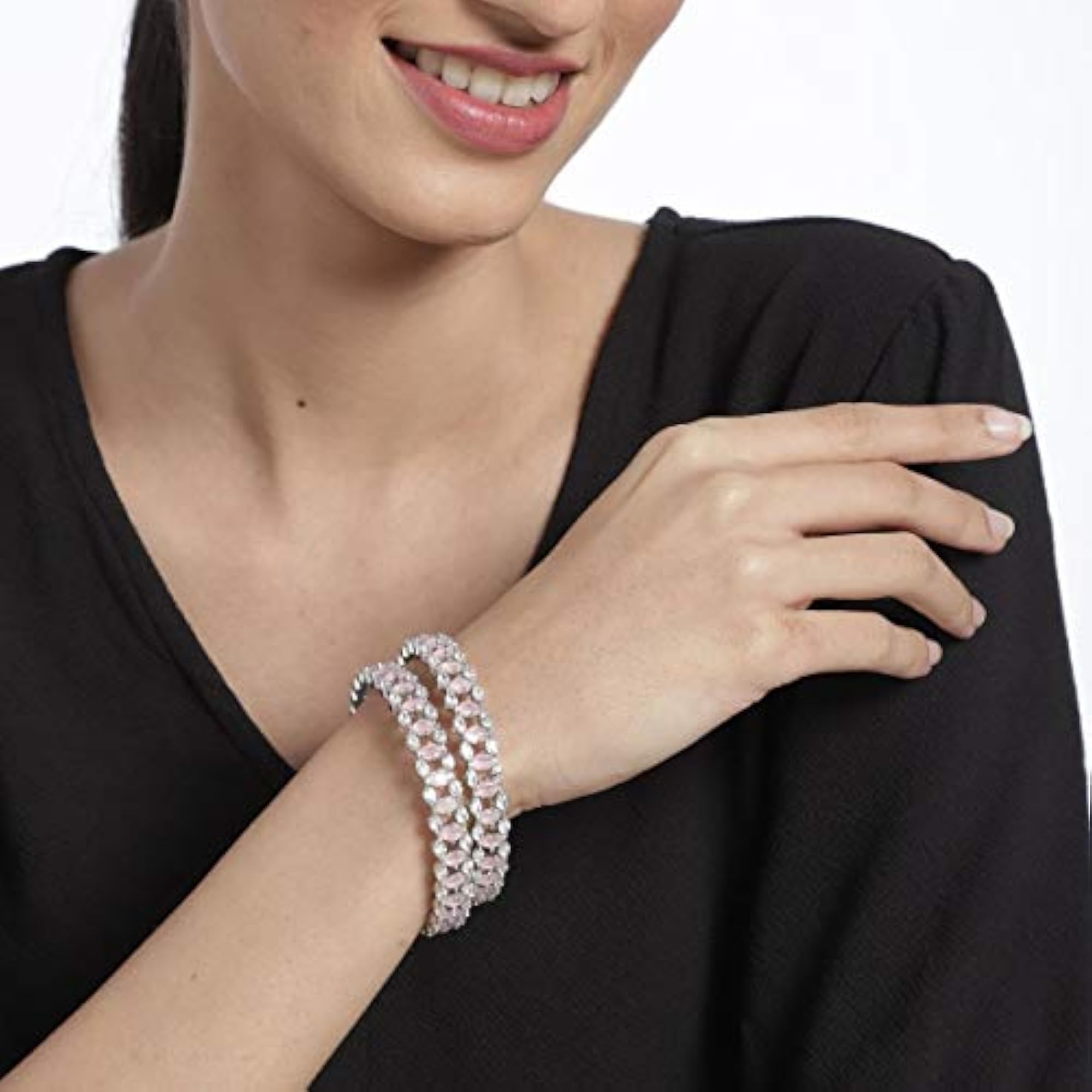 Set of 2 Silver-Plated AD-Studded Handcrafted Bangles