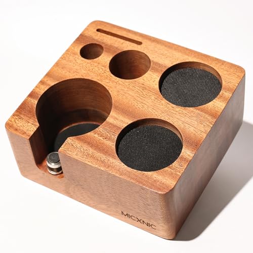 MICXNIC Tamperstation 58mm, Espresso Kaffee Tamping Station Walnuss...