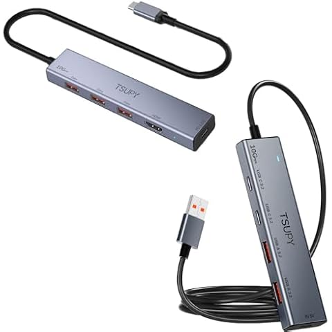 USB C HUB 10Gbps, TSUPY USB HUB with 4K 60Hz HDMI, 3* USB 3.2 A Ports, 100W Power Delivery USB Port, Multi USB C Splitter Adapter HUB for MacBook Air/Pro, iPad Air/Pro, iMac, Tablet,Phone Cover