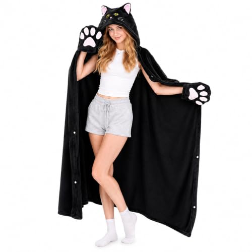 Image of Halloween Animal Hooded Blanket Cape Plush Costume Inspired Wearable