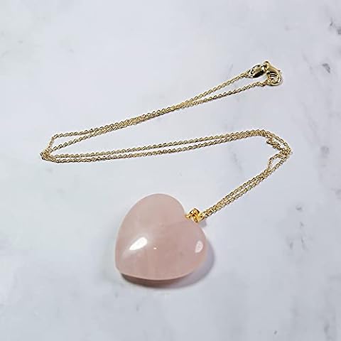 1 Pc Natural Rose Quartzs Gemstone Bead Pink Crystal Heart Gold Plated Reiki Stone Chakra Pendant Necklace Cover