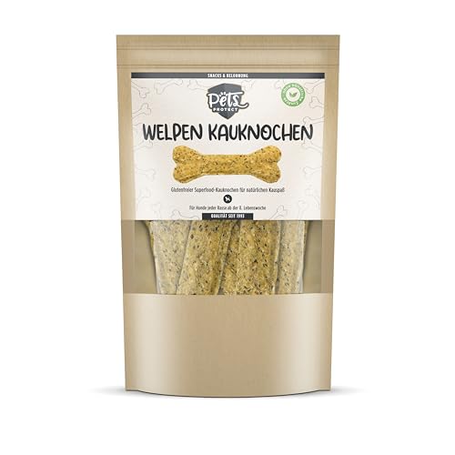 Pets Protect WELPEN KAU-Knochen 5 STK. | Speziell für Hunde-Welpen ab der 8. Woche | Glutenfrei, ohne...
