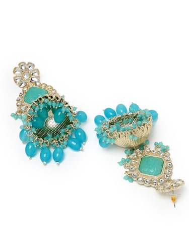 Classical Kundan Studded Jhumka Earrings For Women