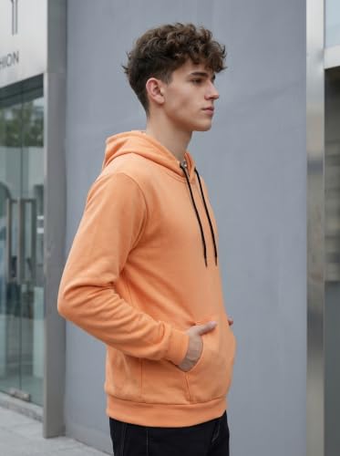 Image of HOODMASTER Unisex Fleece Hoodie Sweatshirt with Pockets Full Sleeves Regular Fit Solid Pattern Hooded Neck and Standard Length | Hoodies for Men & Women