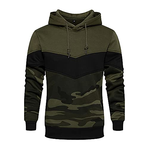 Sweat à Capuche Homme Sweat Manche Longue Pull Sport Slim Fit Casual Automne Hiver Camouflage 2XL