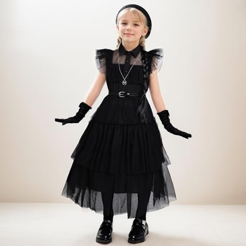 Vestido disfraz negro para niña 5-12 años miniatura 5
