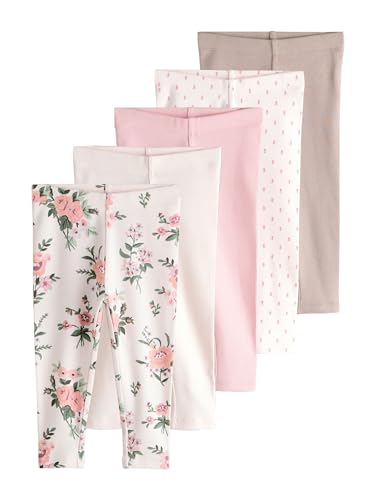NEXT Mädchen Gerippte Leggings im 5er-Pack Rosa 98-104