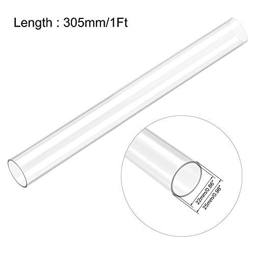 Image of uxcell Clear Rigid Tubing 22mm(7 /8'') ID x 25mm(63 /64'') OD x 1Ft Length Round Plastic Polycarbonate Tube