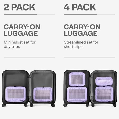 Image of Aerotrunk Compression Packing Cubes for Travel - Luggage Organizer Bags - Double Zipper Packing Cubes for Suitcases (2-Pack, Purple)